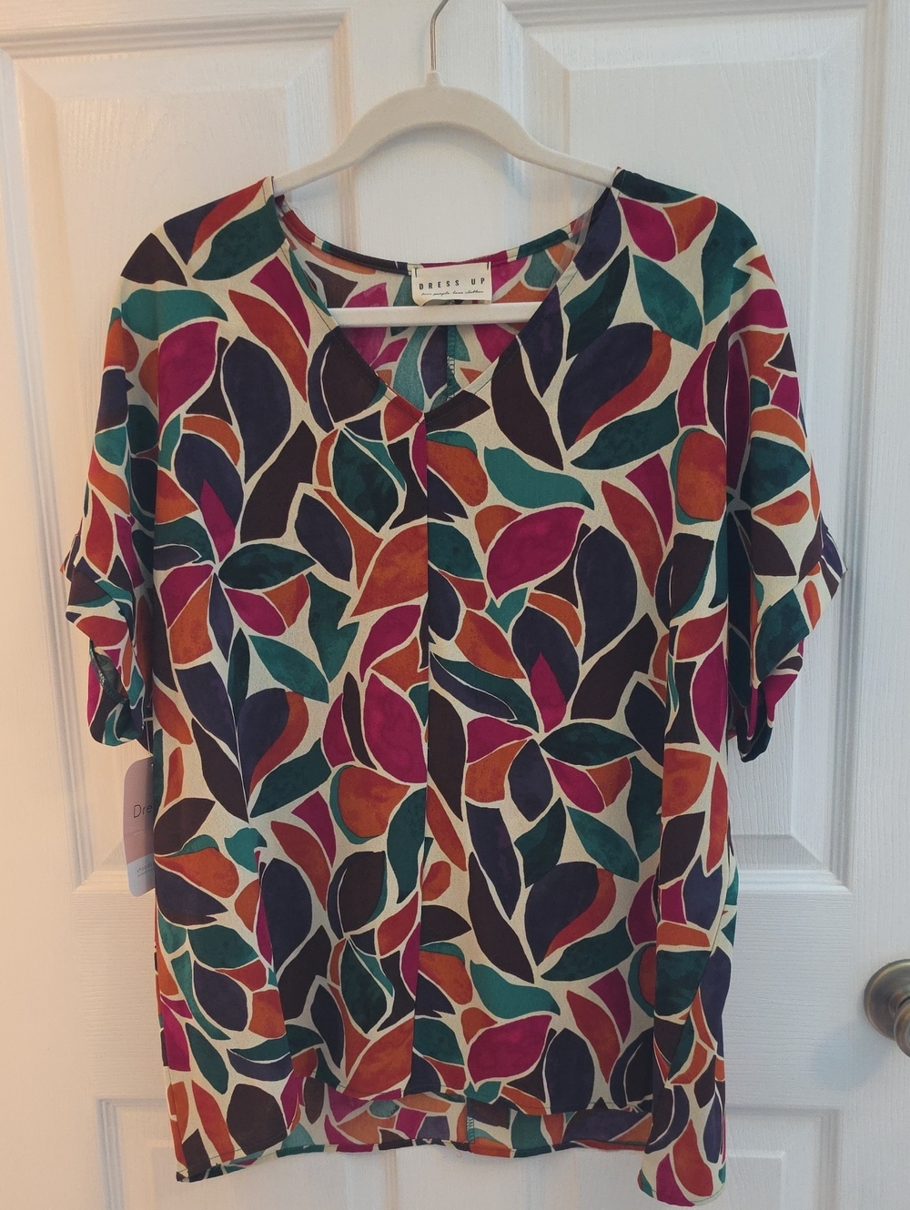 Dress Up Multicolor Leaf Print Women's Top
